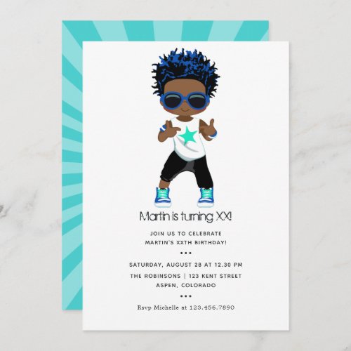 Hip Hop themed Boy Birthday Invitation