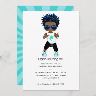 Hip Hop themed Boy Birthday Invitation