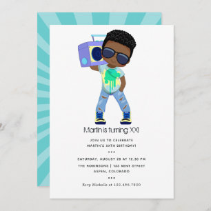 Hip Hop themed Boy Birthday Invitation