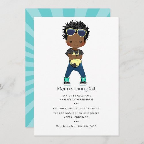 Hip Hop themed Boy Birthday Invitation