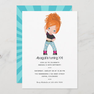 Hip Hop themed Girl Birthday Invitation
