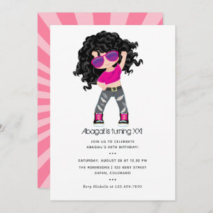 Hip Hop themed Girl Birthday Invitation