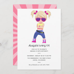Hip Hop themed Girl Birthday Invitation