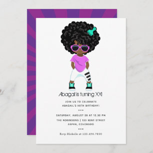 Hip Hop themed Girl Birthday Invitation