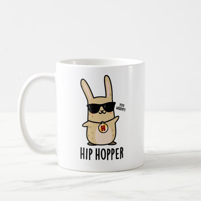 Hip Hopper Funny Bunny Rabbit Pun  Coffee Mug (Left)