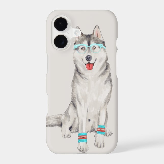 Hip Husky (Background Color Editable) Iphone Case (Back)