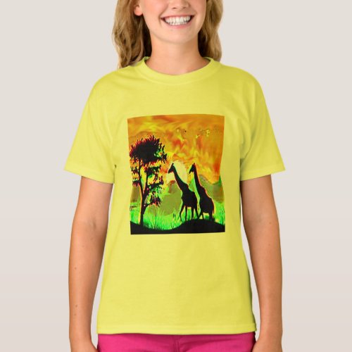 Hip Kid Girl Giraffe T_shirt Design Wild Life Tee