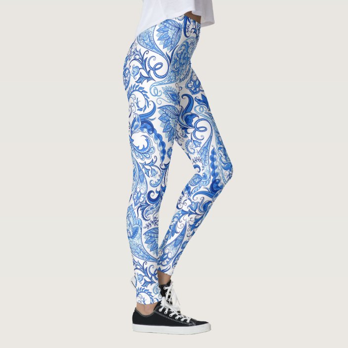 blue paisley leggings