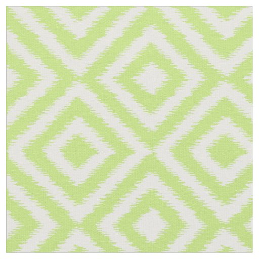 Hip Lime Green Ikat Diamond Squares Mosaic Pattern Fabric