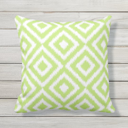 Hip Lime Green Ikat Diamond Squares Mosaic Pattern Throw Pillow