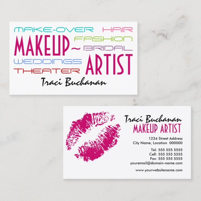 Hip Makeup Artist Business Cards (Front/Back)