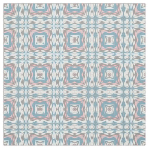 Hip Mauve Blush Pink Light Blue Tribal Art Pattern Fabric