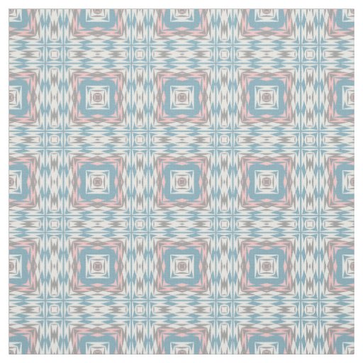 Hip Mauve Blush Pink Light Blue Tribal Art Pattern Fabric