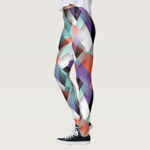 Hip Modern Abstract Geometric Mosaic Art Pattern Leggings