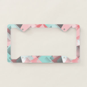 Hip Modern Abstract Geometric Mosaic Art Pattern License Plate Frame