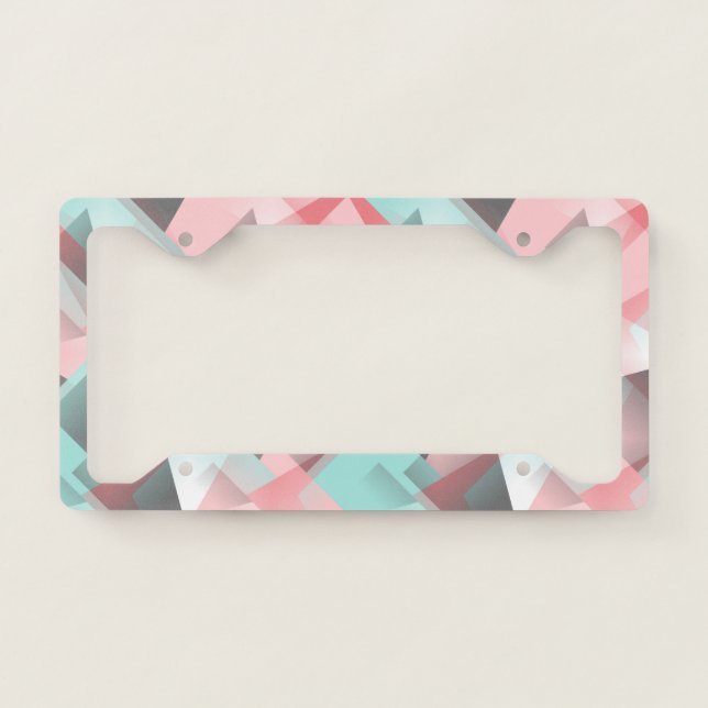 Hip Modern Abstract Geometric Mosaic Art Pattern License Plate Frame (Front)
