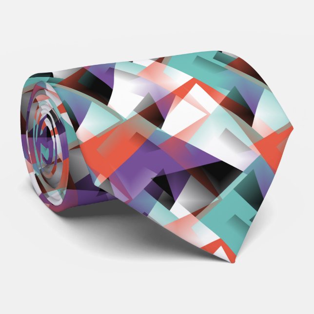 Hip Modern Abstract Geometric Mosaic Art Pattern Neck Tie (Rolled)