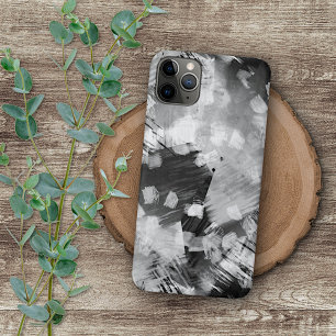 Hip Modern Black Gray White Brushstrokes Art Motif iPhone 11Pro Max Case