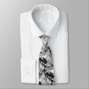 Hip modern Black Gray White Brushstrokes Art Neck Tie