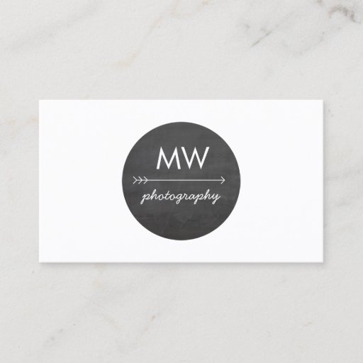 Customizable Hip Monogram Arrow Chalkboard Circle Business Card Templates