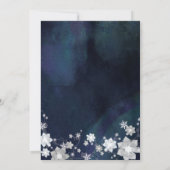 Hip Navy Blue Winter Photo Wedding Save the Date (Back)