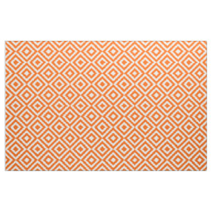 Hip Orange Ikat Diamond Squares Mosaic Pattern Fabric