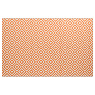 Hip Orange Ikat Diamond Squares Mosaic Pattern Fabric