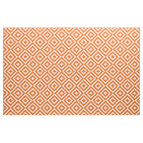 Hip Orange Ikat Diamond Squares Mosaic Pattern Fabric
