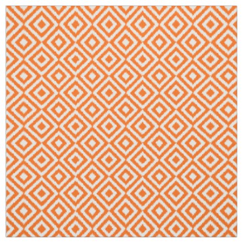 Hip Orange Ikat Diamond Squares Mosaic Pattern Fabric