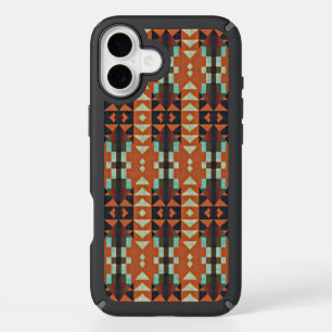 Hip Orange Red Turquoise Green Blue Mosaic Art iPhone 16 Plus Case
