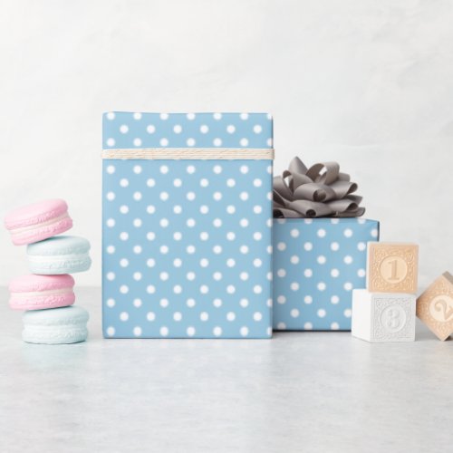 Hip Pastel Teal Blue White Polkadots Pattern Wrapping Paper