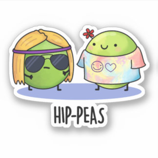 Hip-peas Funny Hippie Peas Pun  Sticker