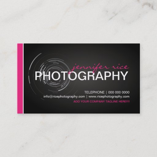 Customizable Hip PInk and Black Photographer Business Cards