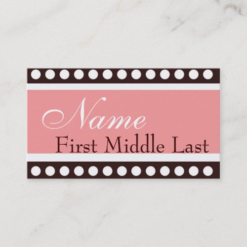 Hip PInk and Brown New Baby Calling Card Business Card Template