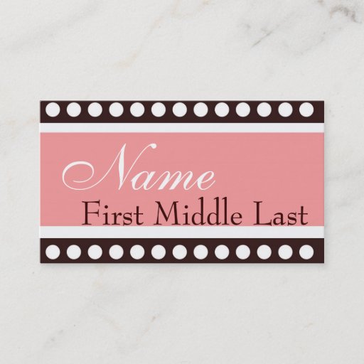Customizable Hip PInk and Brown New Baby Calling Card Business Card Template