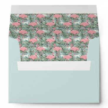Hip Pink Flamingoes Cute Palm Leafs Pattern Envelope Hip Pink Flamingoes Cute Palm Leafs Pattern Envelope