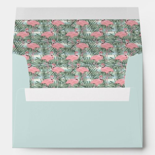 Hip Pink Flamingoes Cute Palm Leafs Pattern Envelope