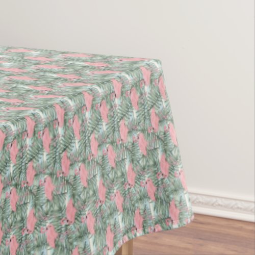 Hip Pink Flamingoes Cute Palm Leafs Pattern Tablecloth