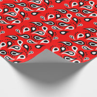 Red Paisley pattern Country Western wrapping paper, Zazzle