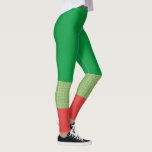hip red green holidays christmas elf pattern leggings