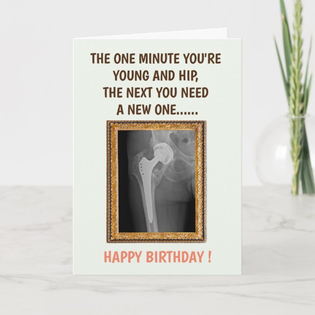 Hip REPLACEMENT- Hip Operation - Get well soon  Letterpress Thank You Card (Front)