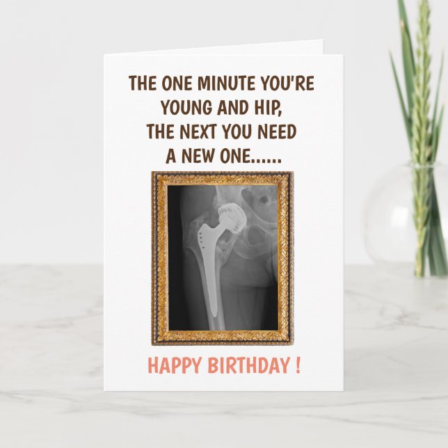 Hip REPLACEMENT- Hip Operation - Get well soon  Letterpress Thank You Card (Front)