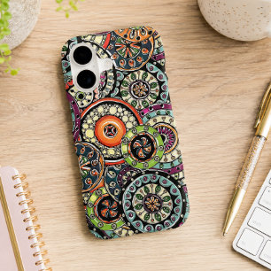 Hip Retro Chic Funky Floral Circles Art Pattern iPhone 17 Case
