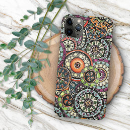 Hip Retro Chic Funky Floral Circles Art Pattern iPhone 15 Pro Max Case