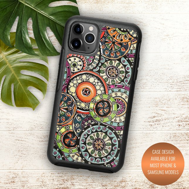 Hip Retro Chic Funky Floral Circles Art Pattern Otterbox iPhone Case (Creator Uploaded)