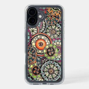 Hip Retro Chic Funky Floral Circles Art Pattern iPhone 16 Plus Case