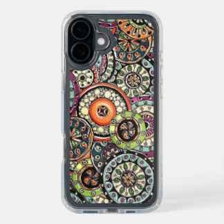 Hip Retro Chic Funky Floral Circles Art Pattern iPhone 16 Plus Case