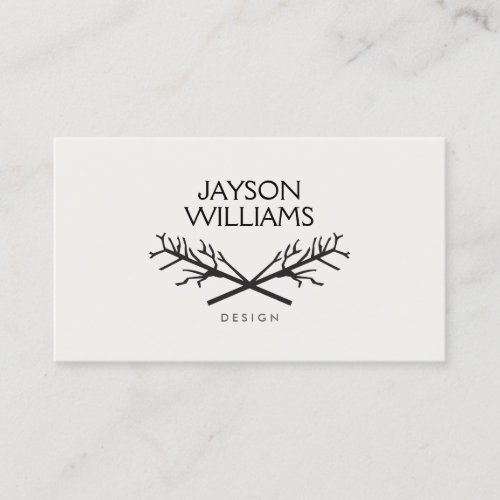 HIP RUSTIC TREE BRANCHES LOGO on LIGHT GRAY Business Card