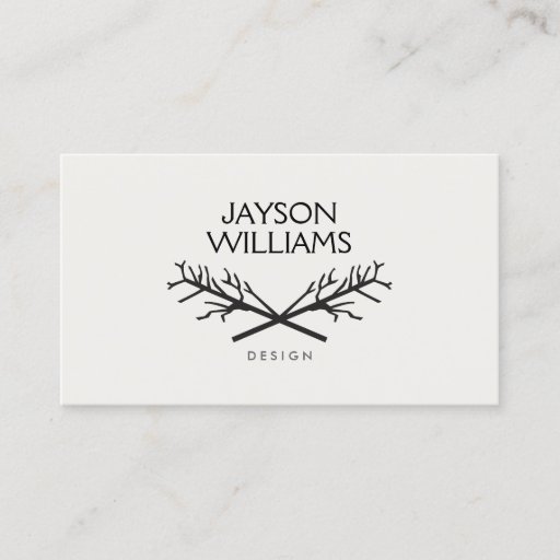 Customizable HIP RUSTIC TREE BRANCHES LOGO on LIGHT GRAY Business Card