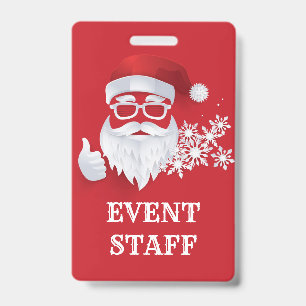 Hip Santa Claus Papercut Christmas Event Staff Badge